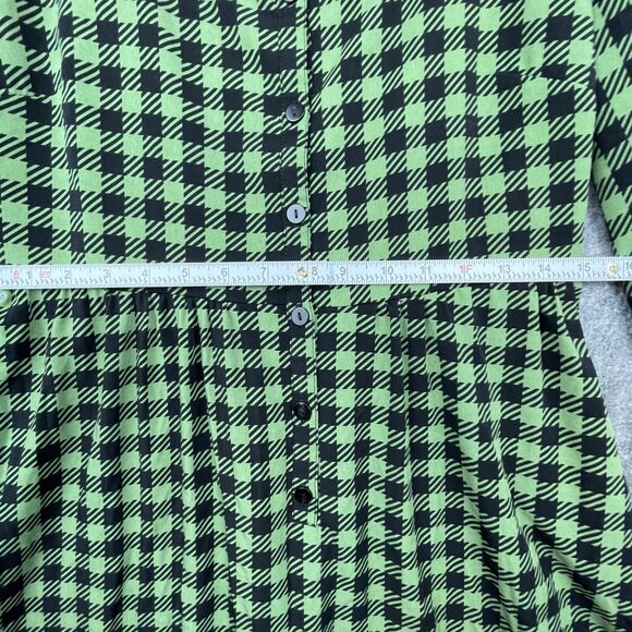Sweet Baby Jamie Dress Womens 8 Green Plaid Secretary Tiered Ruffle Cottage - Picture 4 of 7